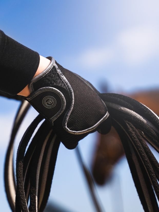 rękawiczki jeździeckie Soft Mesh czarne Equus Brand