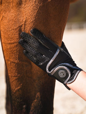 rękawiczki jeździeckie Soft Mesh czarne Equus Brand